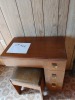 Singer Sewing Machine and Cabinet with Stool, drawers are filled with sewing supplies - 2