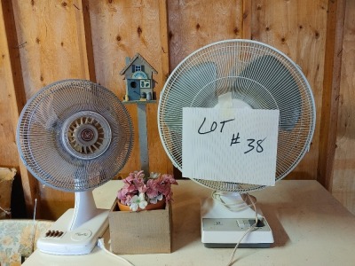 2 Room Fans ( both work ) and Garden Decoration