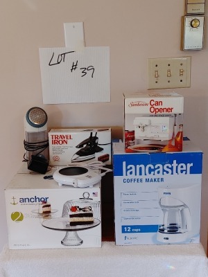 Can Opener, Coffee Maker, Cake Tray and Travel Iron