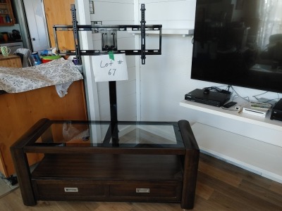 TV stand, 54 Inches wide, Will hold most TV’s up to 80 Inches, Rated up 135 Lbs