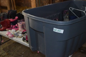 Plastic Tub full of Boots, Rubber Boots, Kid's Boots, all sizes