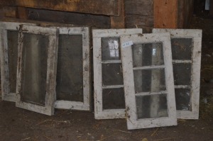 Antique Basement Windows, 3 single windows and 3 section windows, 22"w x 12"h