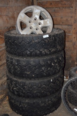 4 Rims and 4 Tires Duratrac Wrangler 285/70/17, still approx. 60% tread