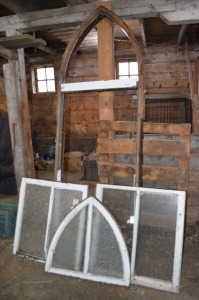 2 Sets of Church Window Frame with glass panels and trim included