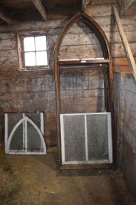 2 Sets of Church Window Frame with glass panels and trim included