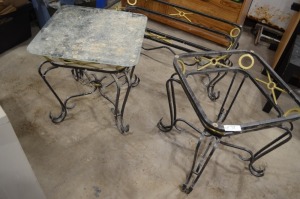 Antique Rod Iron Coffee Table (no glass), 2 small End Tables includes glass top