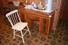 Antique Desk, 5 drawers, white wood chair - 2